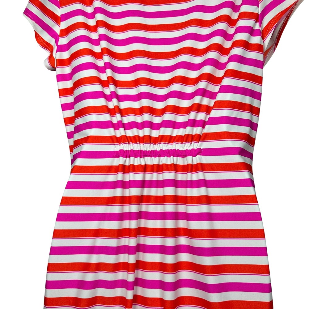Jude Connally Laney Tunic Dress Pink Orange Stripe Resort Preppy Size L USA Made - Picture 10 of 13